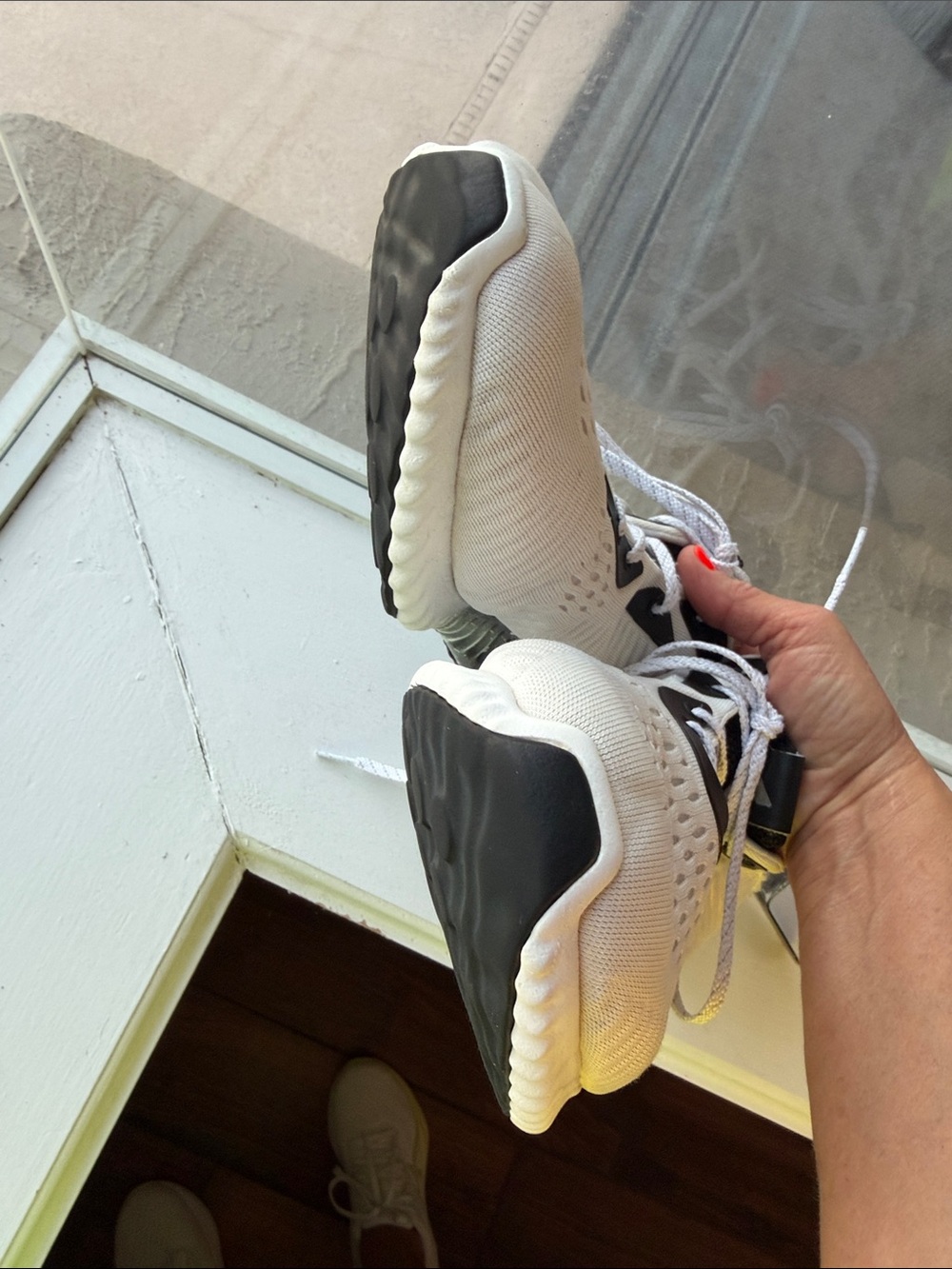 adidas Men’s Alphabounce White and Black Athletic Sneakers - Picture 13 of 13